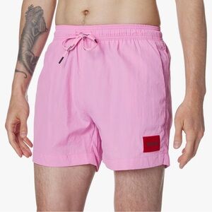 Hugo Mens Square Logo Swim Trunk. Bubble Pink. Size Small Men’s. NWT.